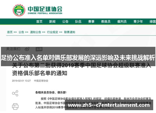 足协公布准入名单对俱乐部发展的深远影响及未来挑战解析